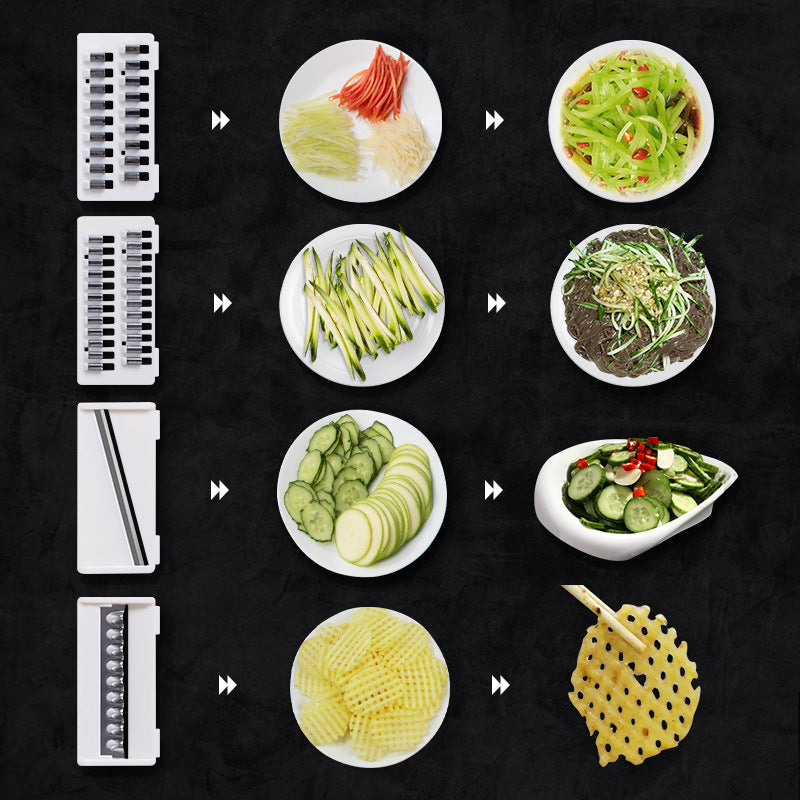 Multifunktionell Grönsaksskärare – Frukt- & Potatisskalare, Rivjärn och Slicer för Kök