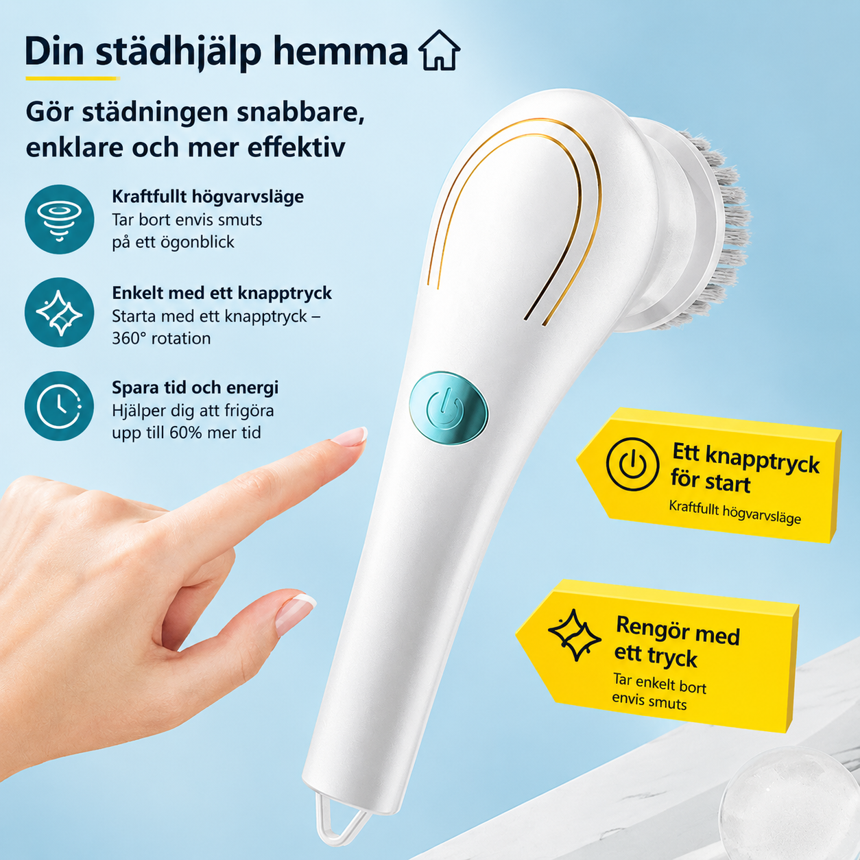 Elektrisk Diskborste Pro – Multifunktionell Rengöring för Kök & Hem