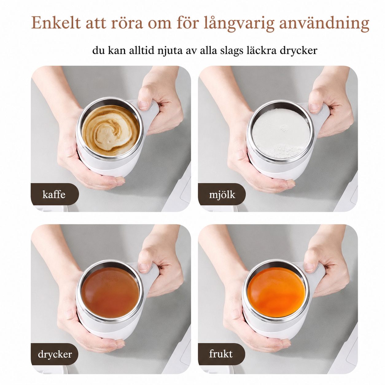 Elektrisk Självrörande Kaffekopp – Perfekt för Latte & Te