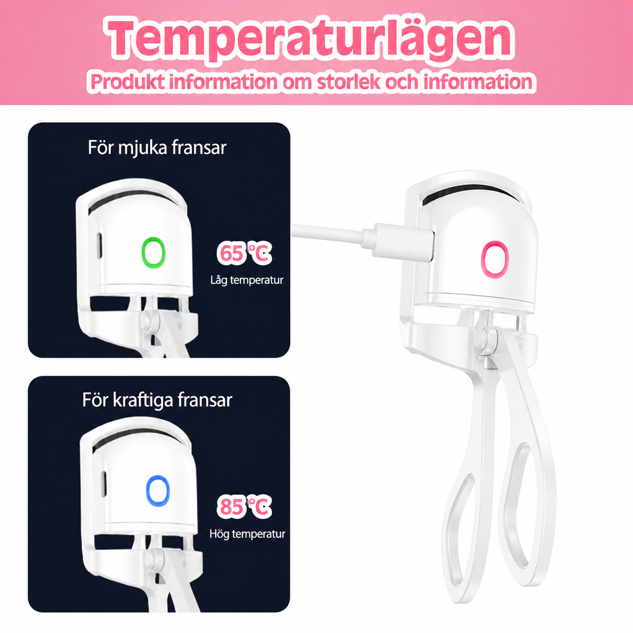 Elektrisk ögonfransböjare med temperaturkontroll